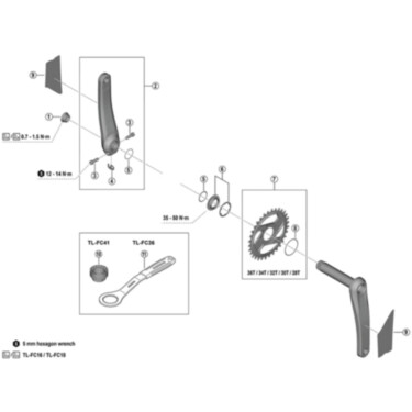 FCM8200 left hand crank arm unit with protection sticker, 160 mm