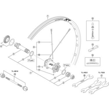 WH-M785 spoke, 282 mm with plug & washer