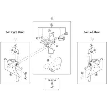 ST-A070 left hand main lever assembly