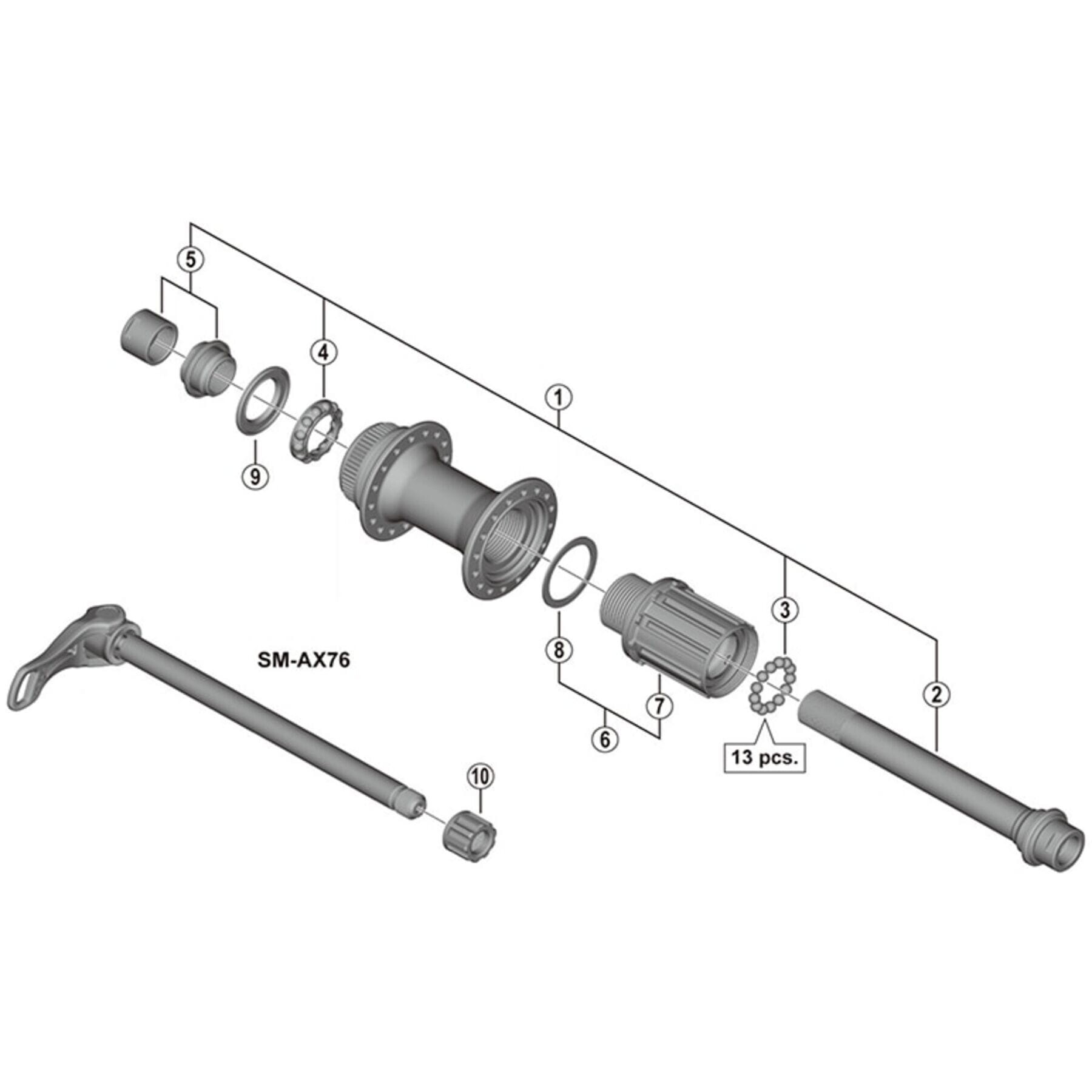 Shimano Spares FH-M788 complete hub axle