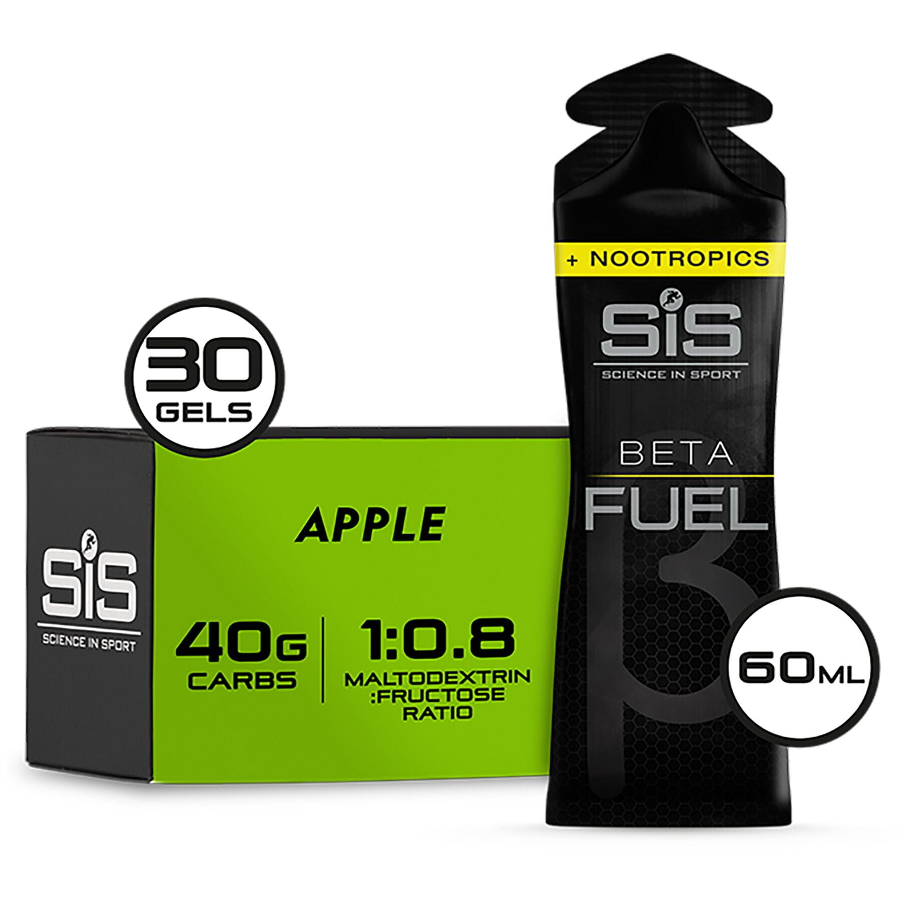 Science In Sport Beta Fuel Energy Gel +Nootropics - box of 30 gels - apple