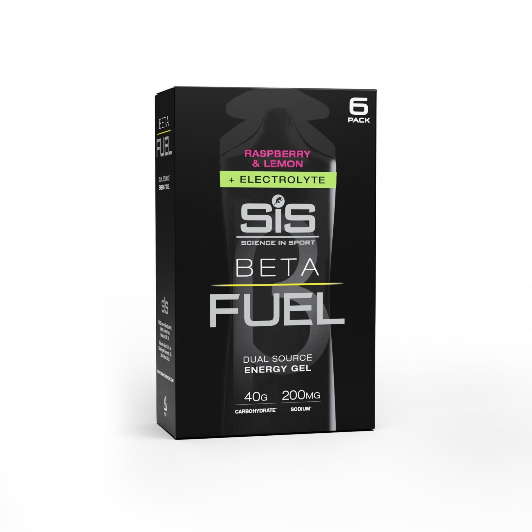 Science In Sport Beta Fuel Energy Gel + Electrolyte - box of 6 gels - raspberry and lemon