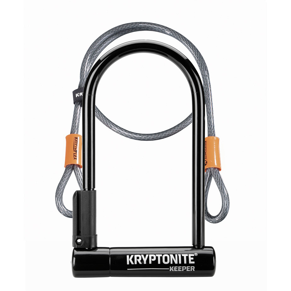 Kryptonite Keeper 12 Standard U-Lock with 4 foot Kryptoflex cable Sold Secure Silver