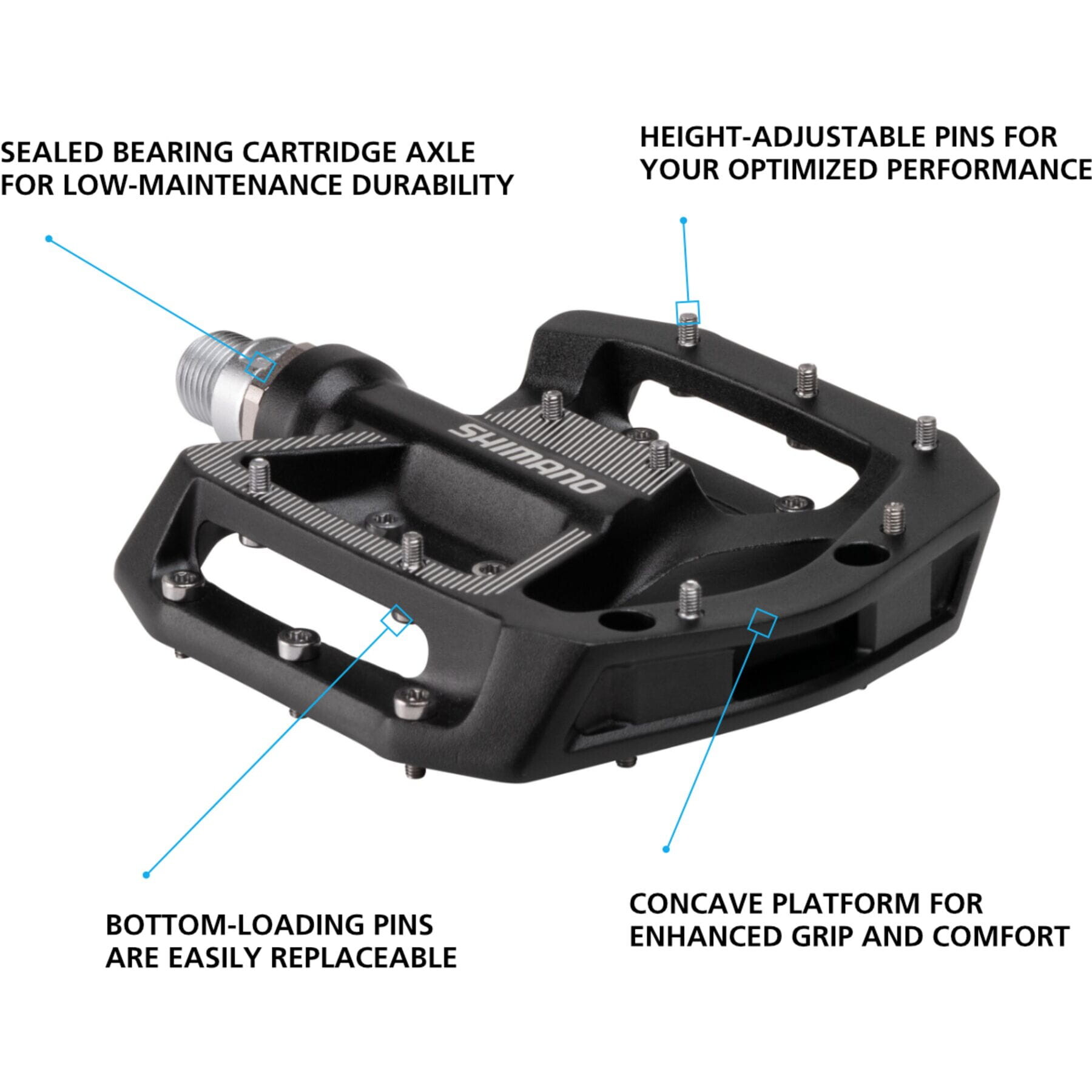Shimano PD-GR500 MTB flat pedals, black | Pedals | Freewheel