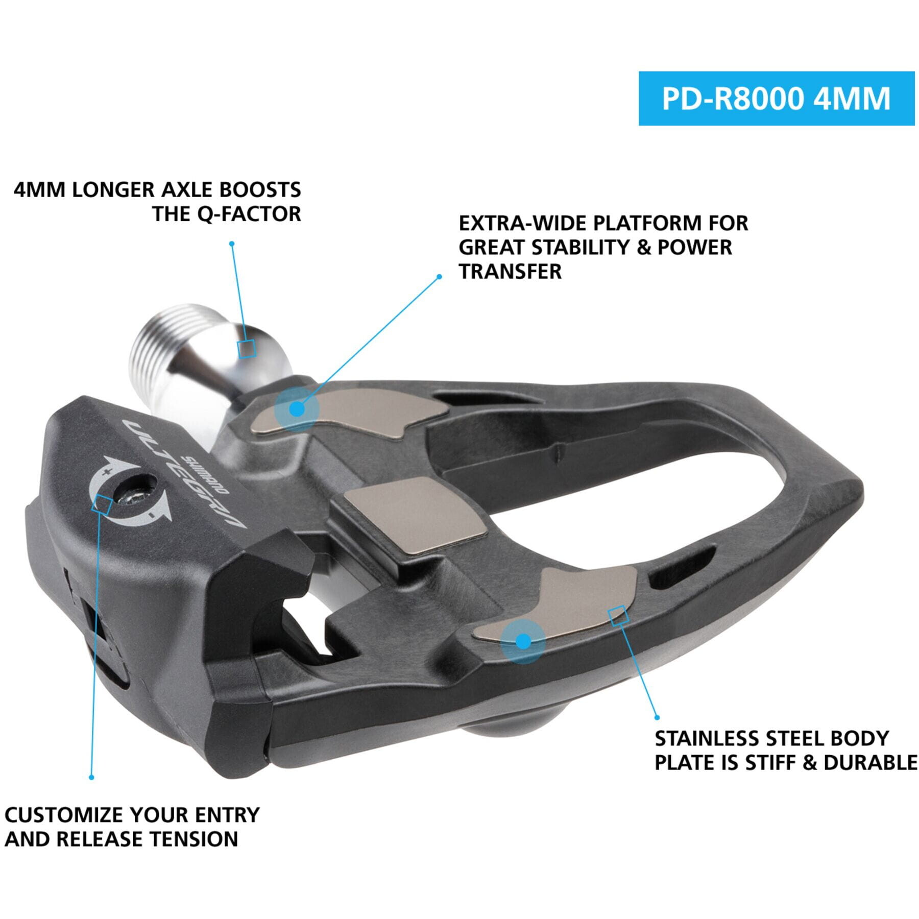 Shimano Ultegra PD-R8000 Ultegra SPD-SL Road pedals, 4 mm longer