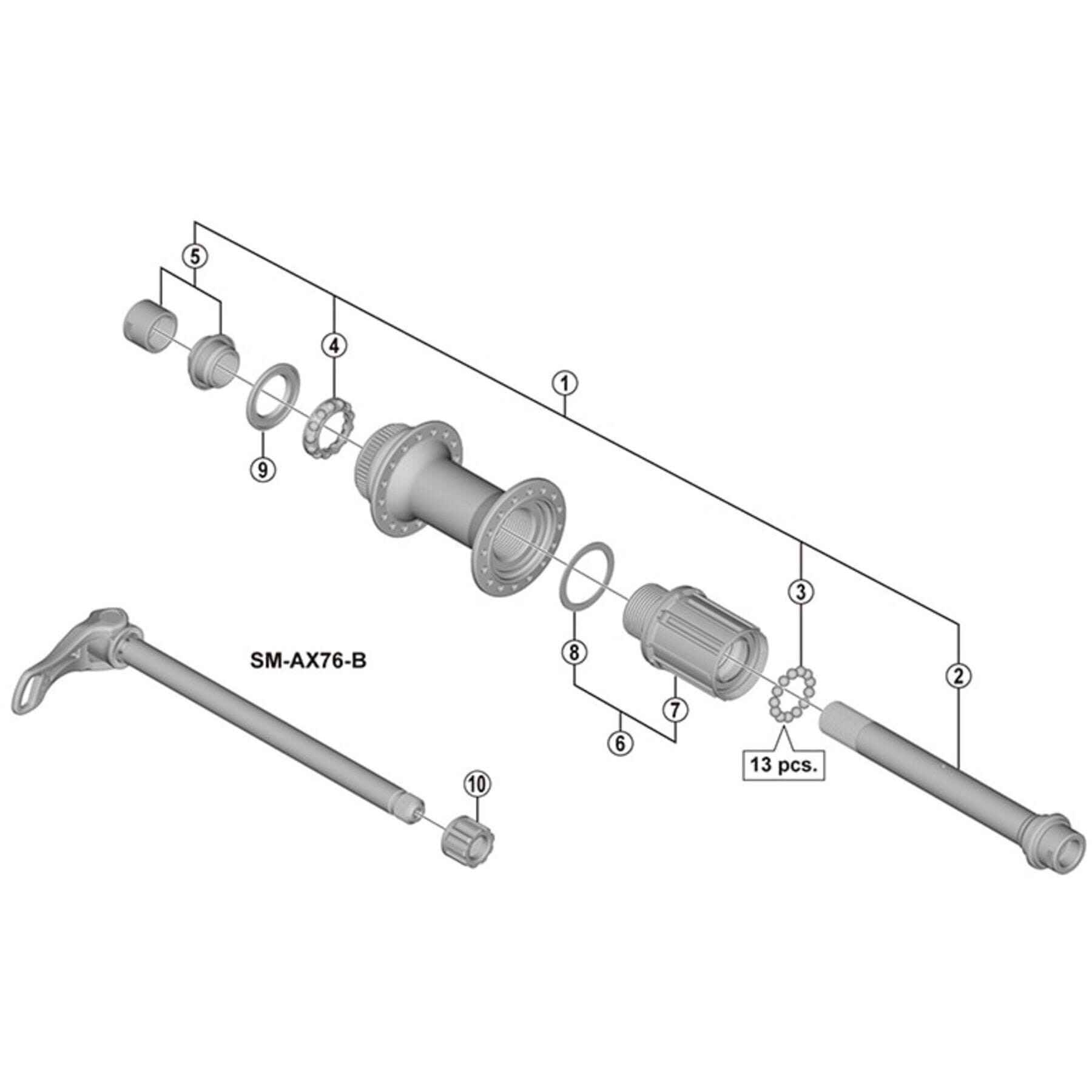 Shimano Spares FH-M8010 complete hub axle