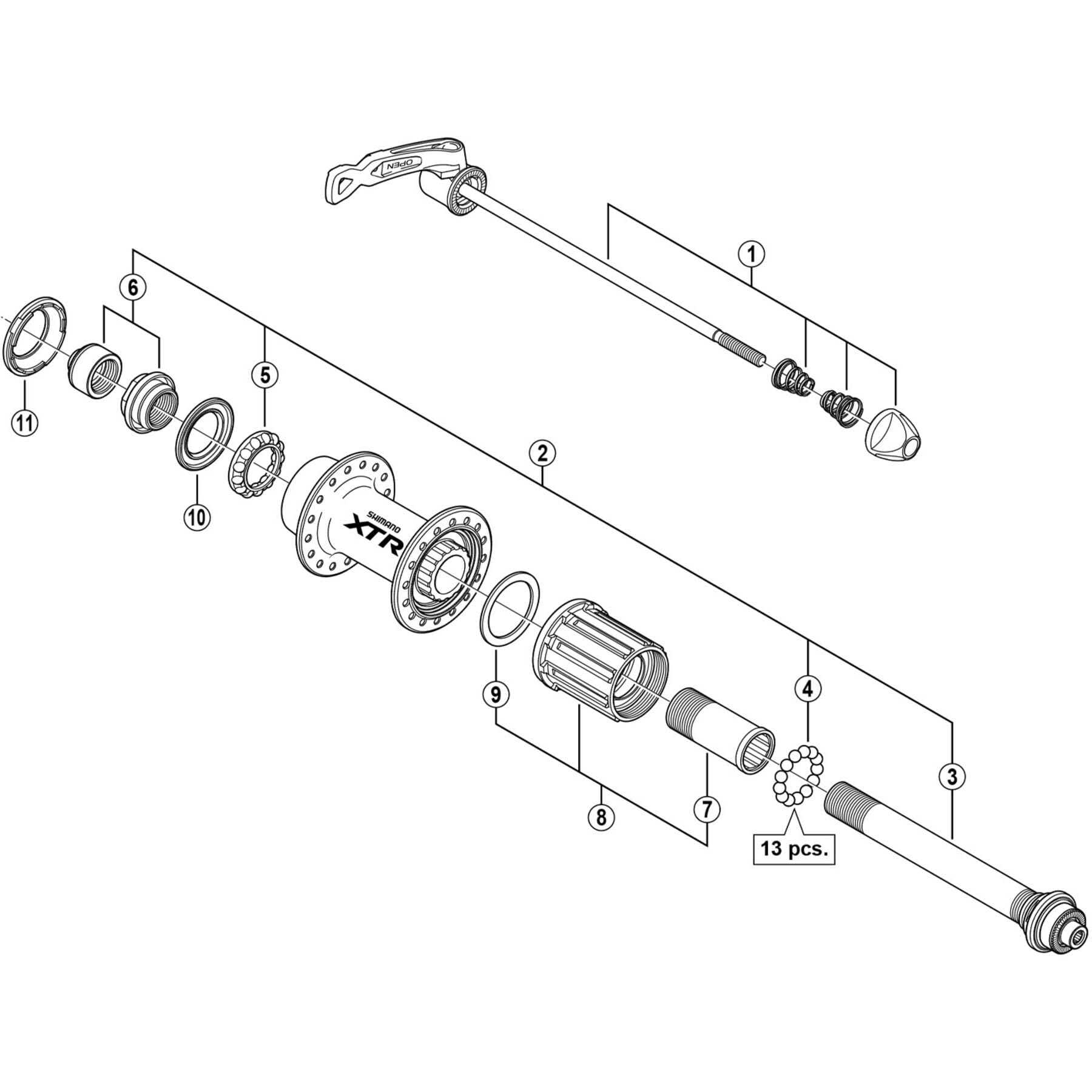 Shimano Spares FH-M970 lock nut, cone and cover - left hand | Hub