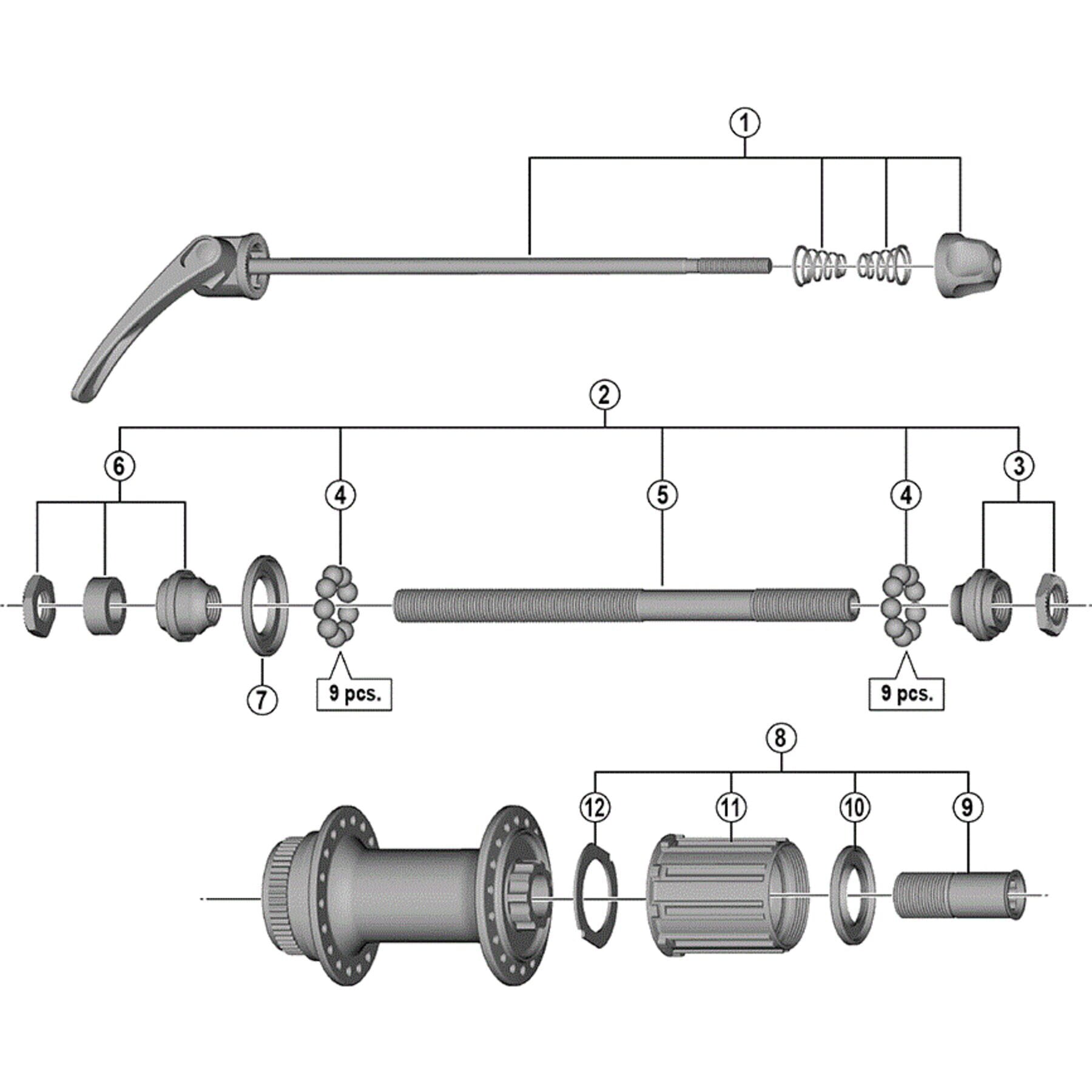 Shimano Spares FH-T670 complete quick release