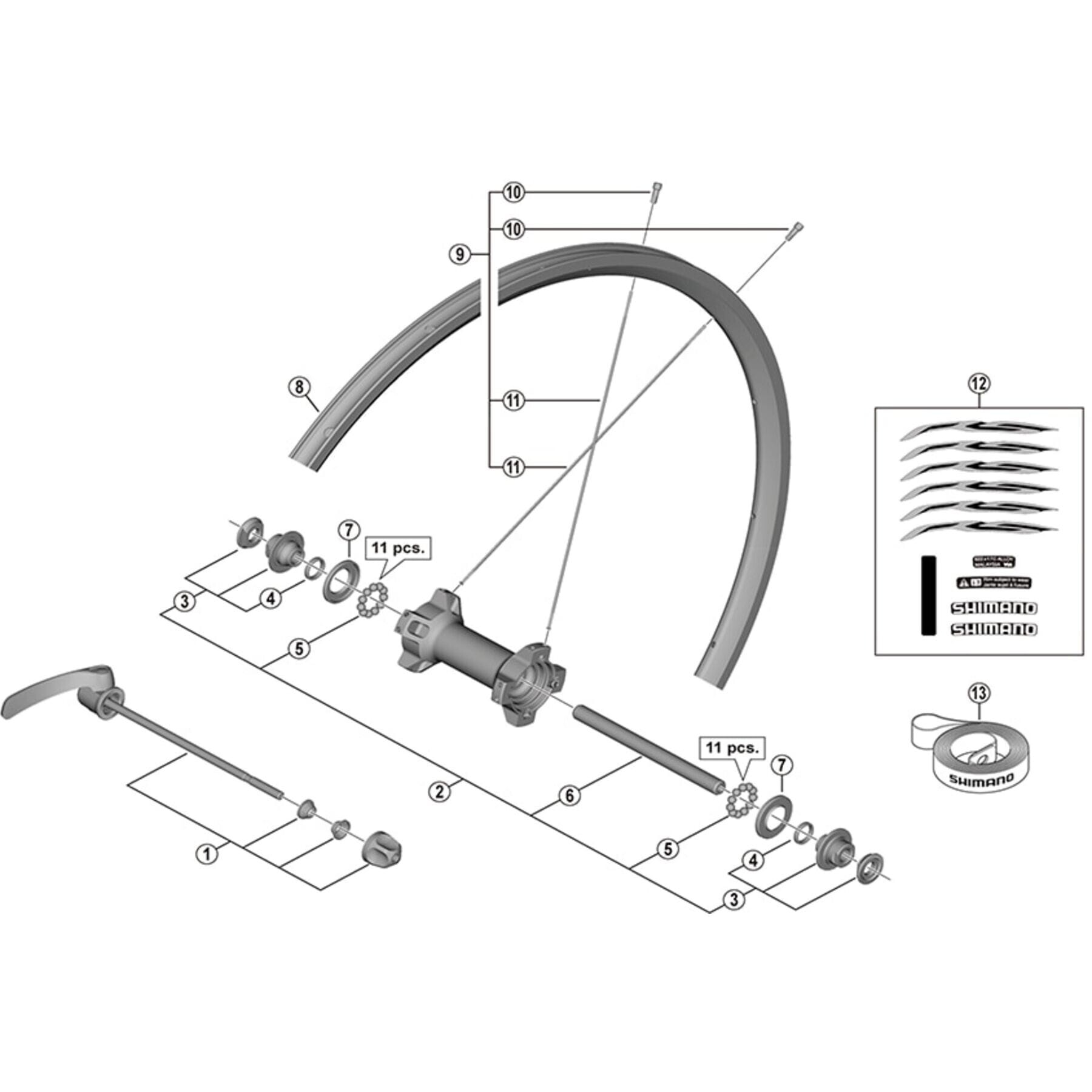 Shimano Spares WH-RS21-CL-F complete hub axle 108 mm