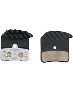Shimano H03C-MF disc pads &amp; spring, metal sintered, alloy/stainless back, cooling fins