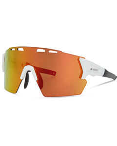 Madison Eyewear Stealth Gloss White Sunglasses - 3 Lens Pack - Fire Mirror / Amber / Clear