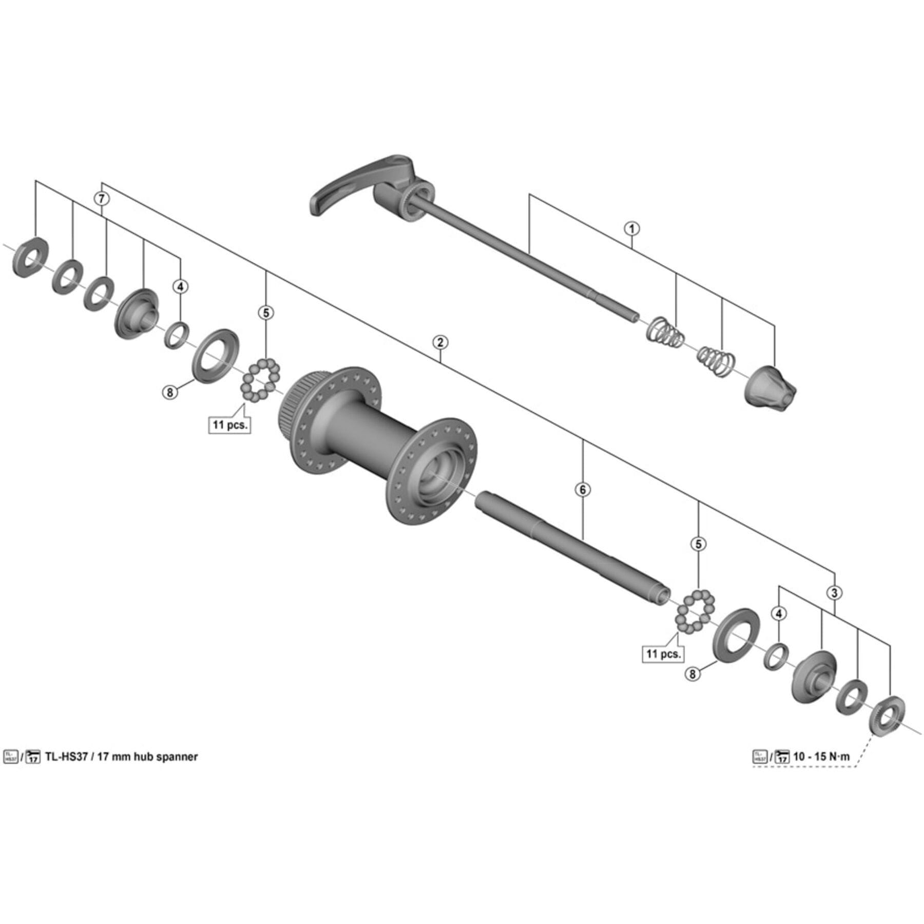 Shimano Spares HB-M595 complete hub axle