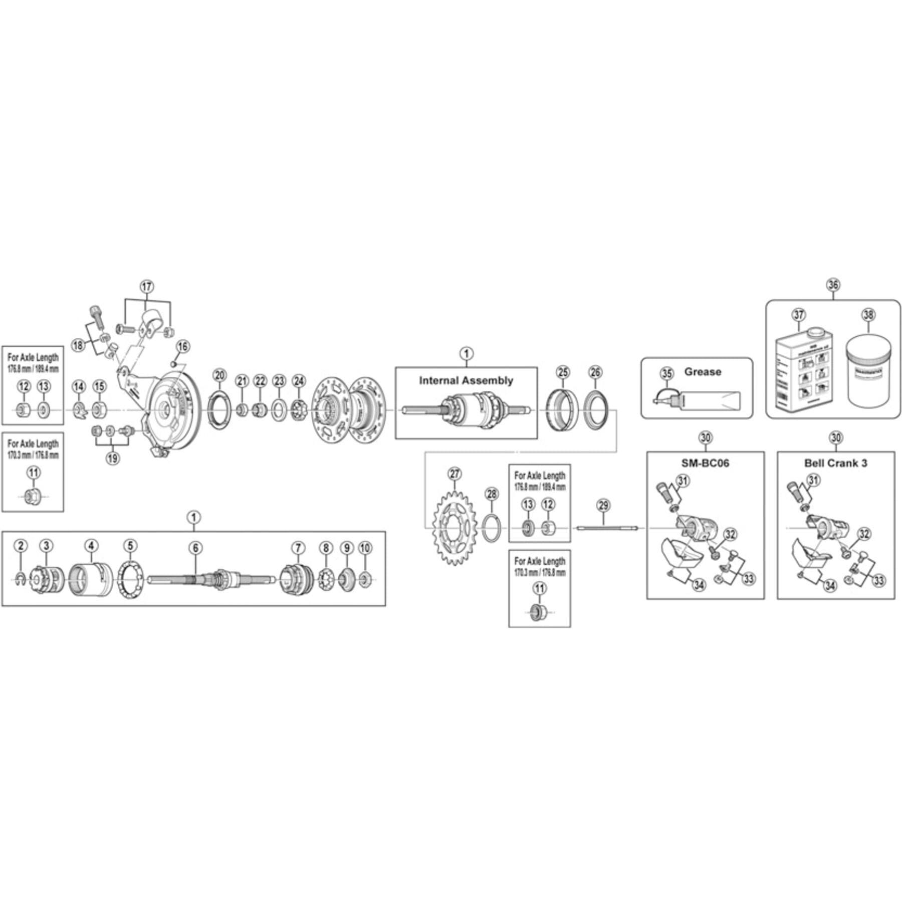 Shimano Spares SG-3R40 Nexus internal assembly unit