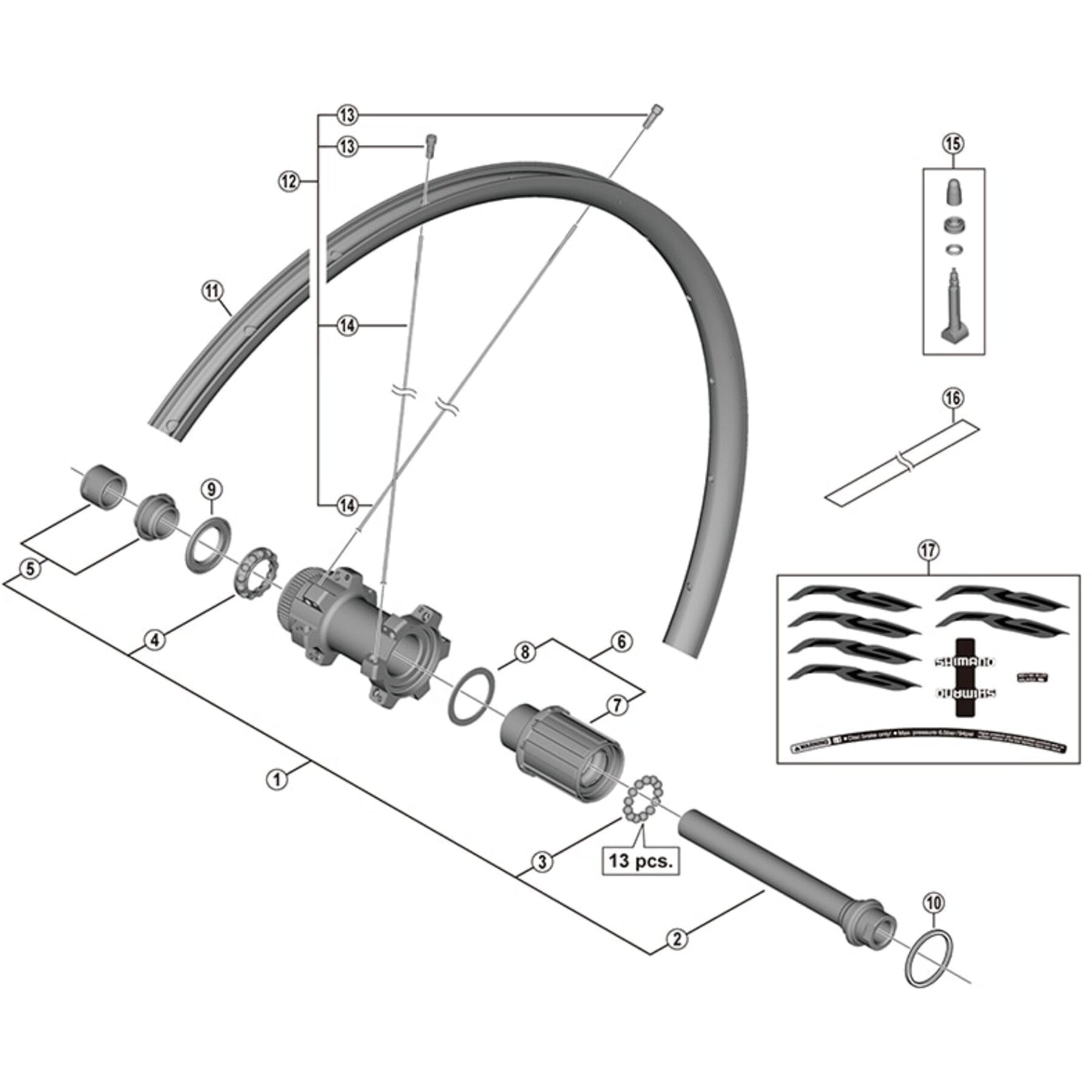 Shimano Spares FH-M678 complete hub axle