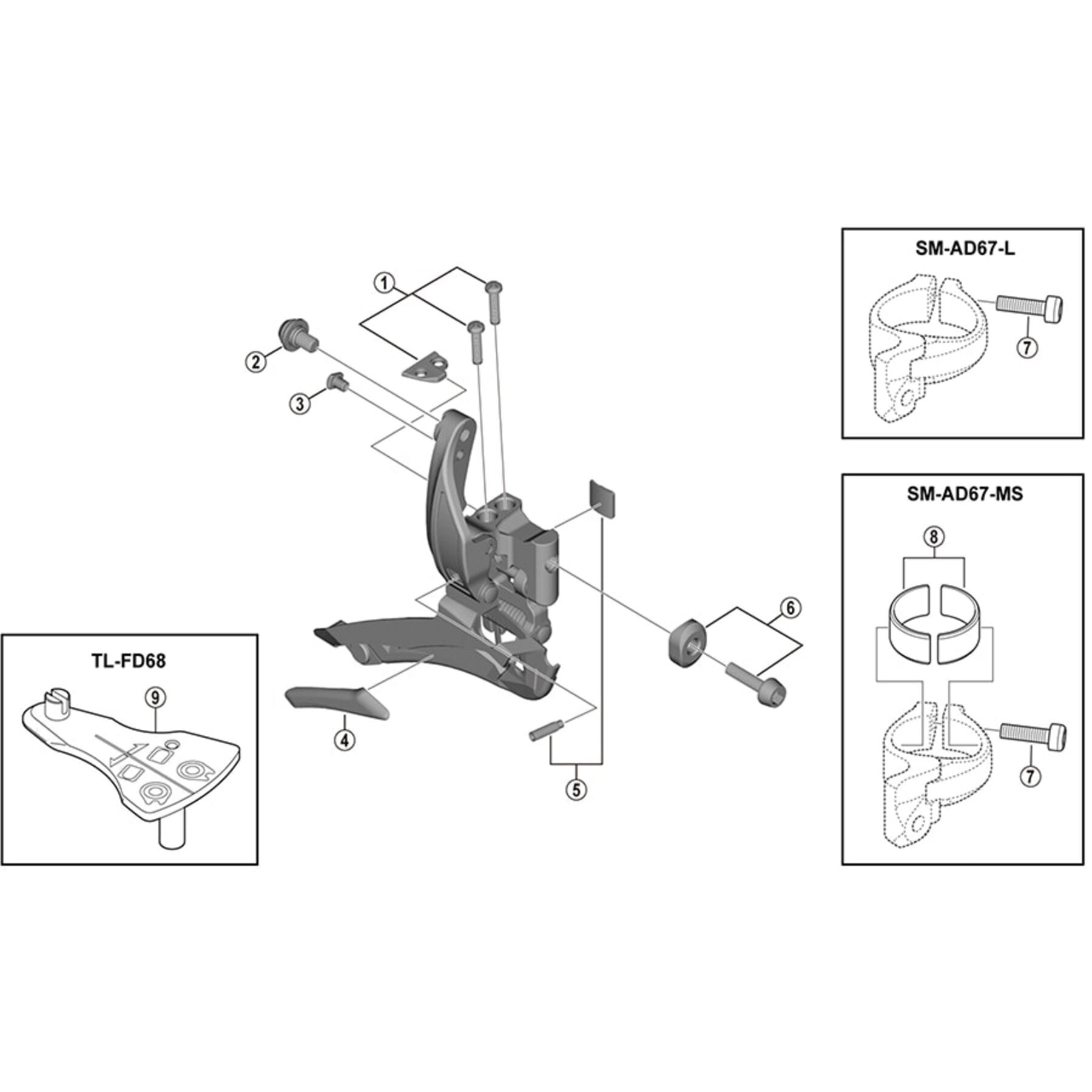 Shimano Spares FD-5700 stroke adjusting screws and plate