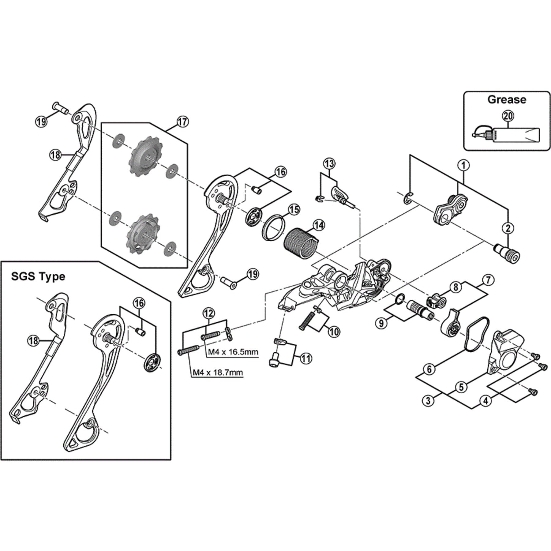 Shimano Spares RD-M772 stroke adjuster screws and plate