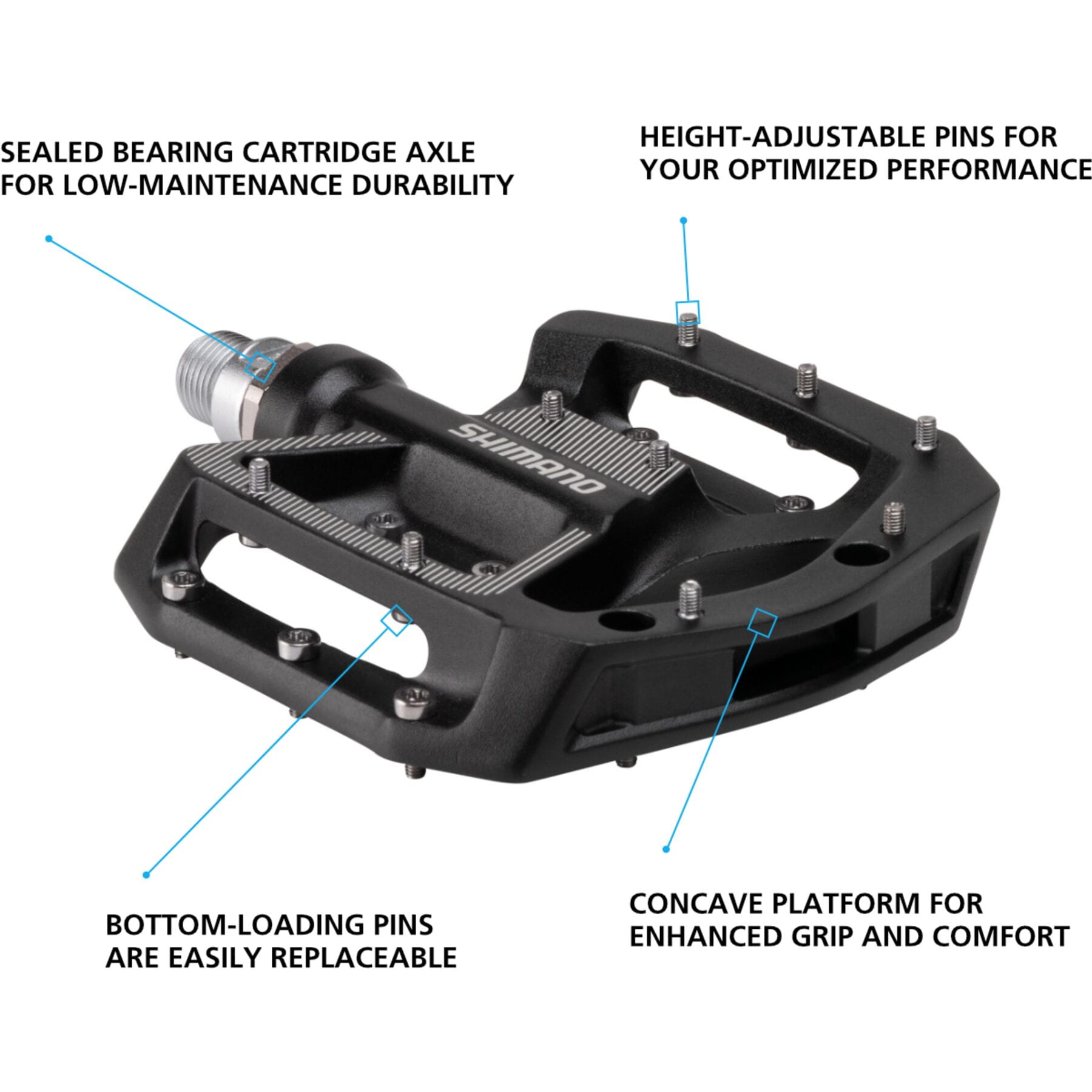 Shimano PD GR500 MTB flat pedals black Pedals Freewheel