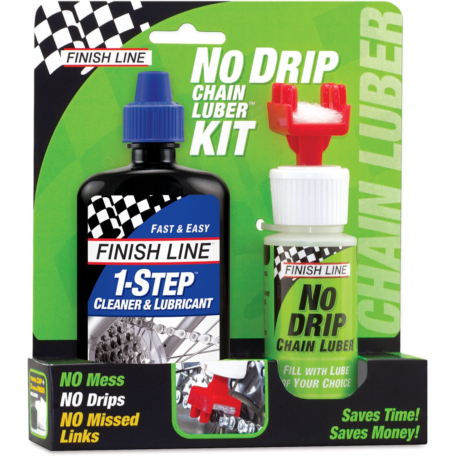 Finish Line No Drip Chain Lube Kit - 1-Step Cleaner and Lube / No Drip Chain Luber