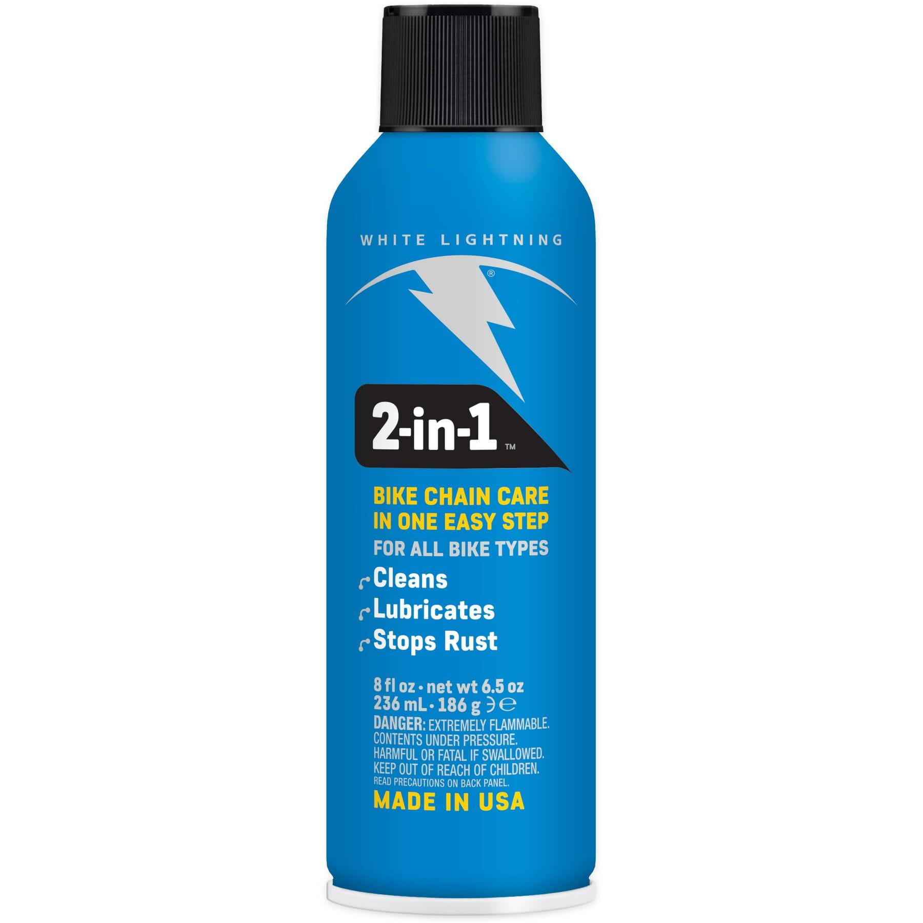 White Lightning 2 in 1  - Chain Lube / Cleaner - 8oz /240ml Aerosol - Each