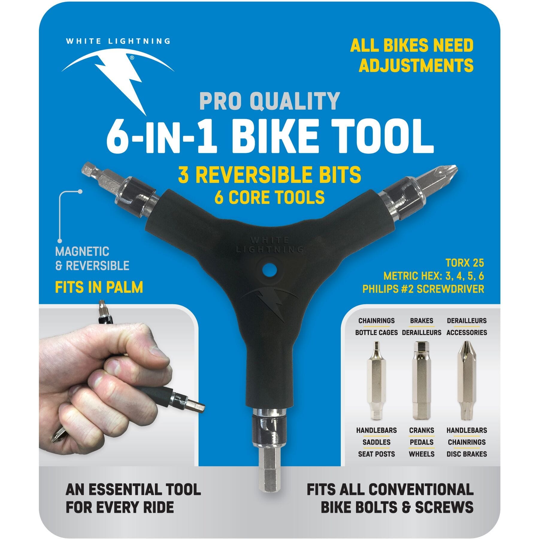 White Lightning 6 in 1 Bike Tool - Each