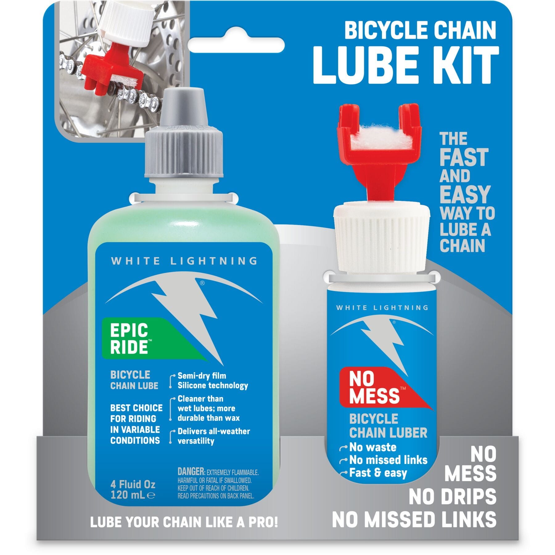 White Lightning Chain Lube with Epic Ride - 4oz /120ml - Each