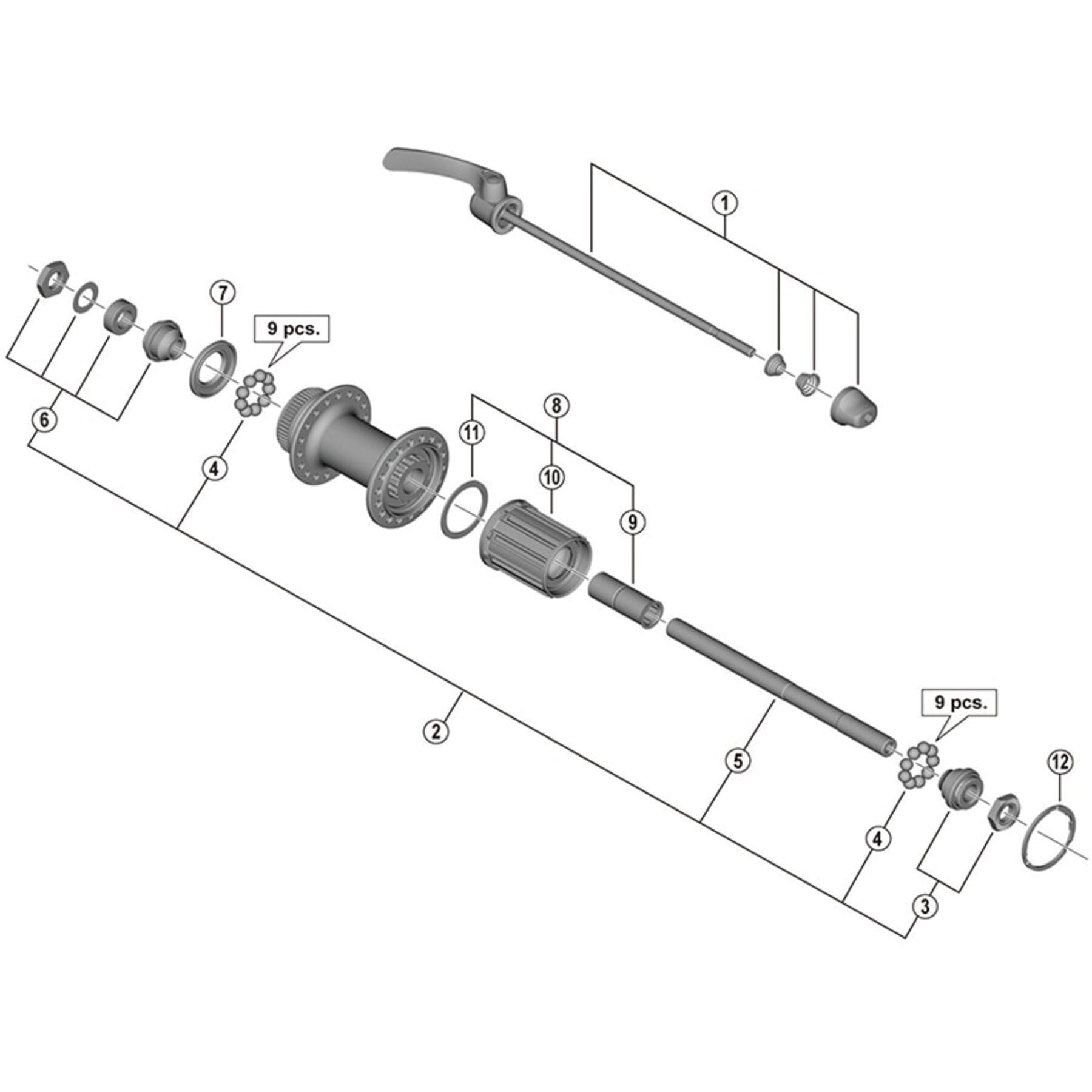 Shimano Spares WH-RX010-R left hand lock nut unit