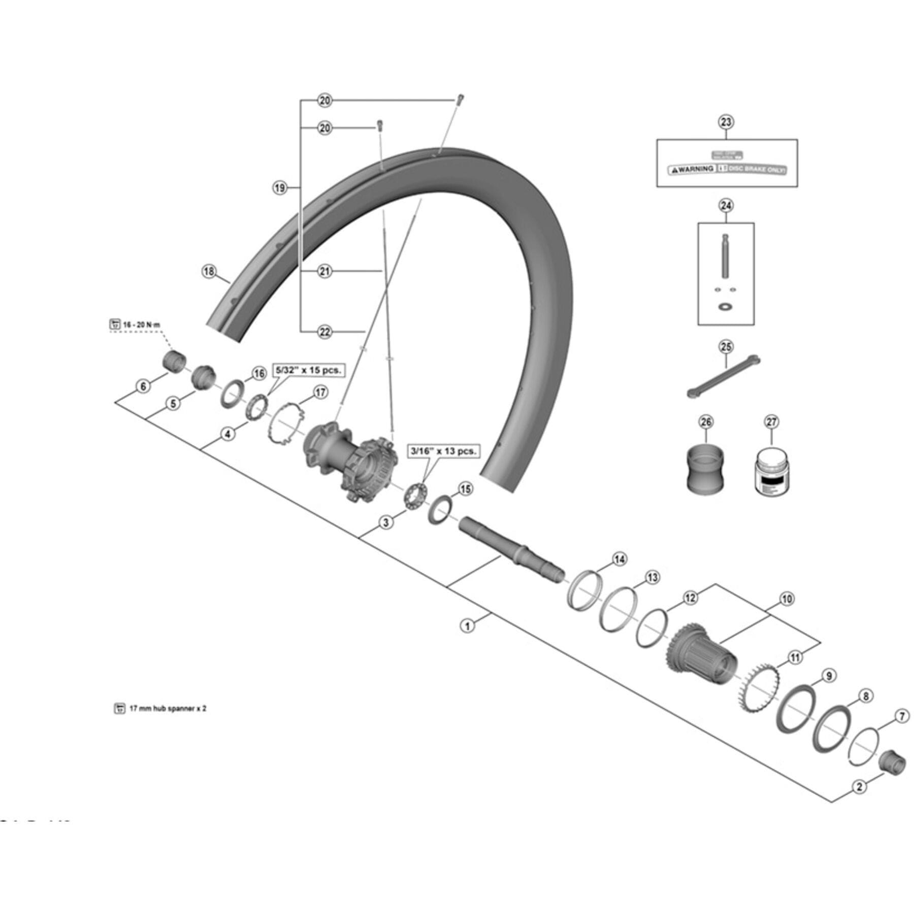 Shimano Spares WH-R9100-C60-TU-F valve extension unit