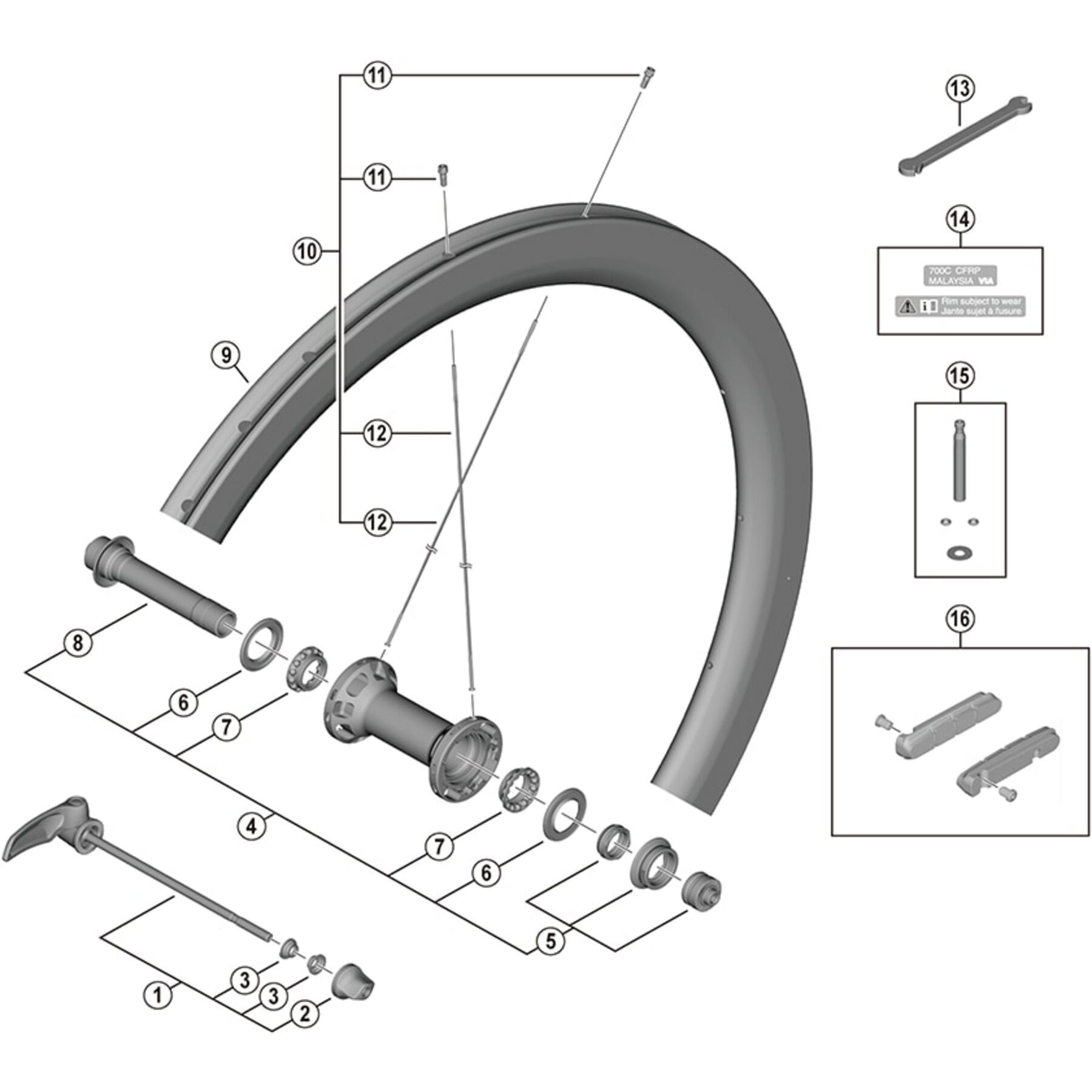 Shimano Spares WH-R9200-C50-TU-F spoke