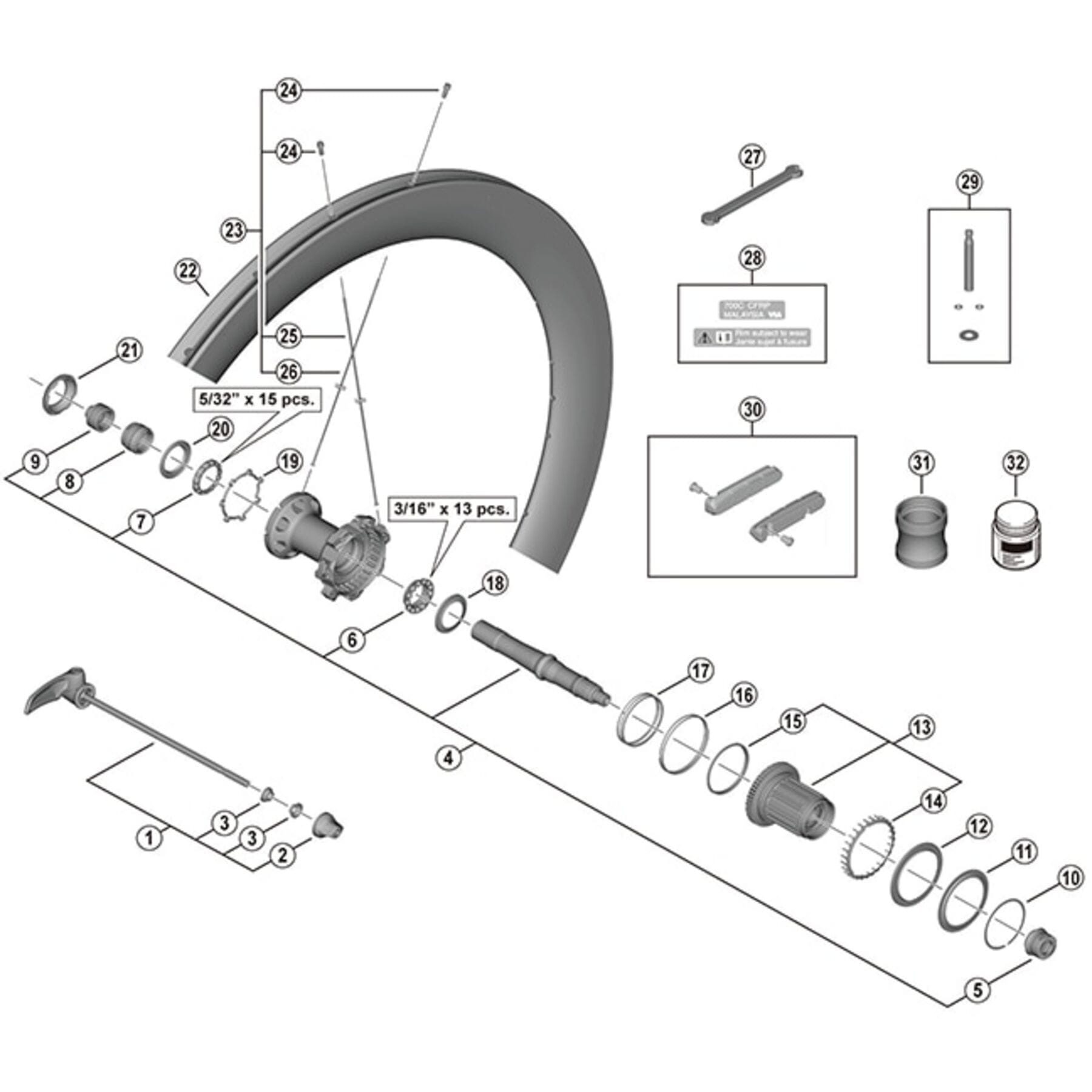 Shimano Spares WH-R9200-C50-TU-R complete quick release
