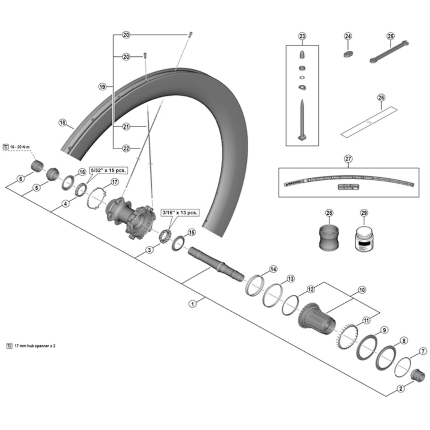 Shimano Spares WH-R9270-C60-HR-TL-F valve unit