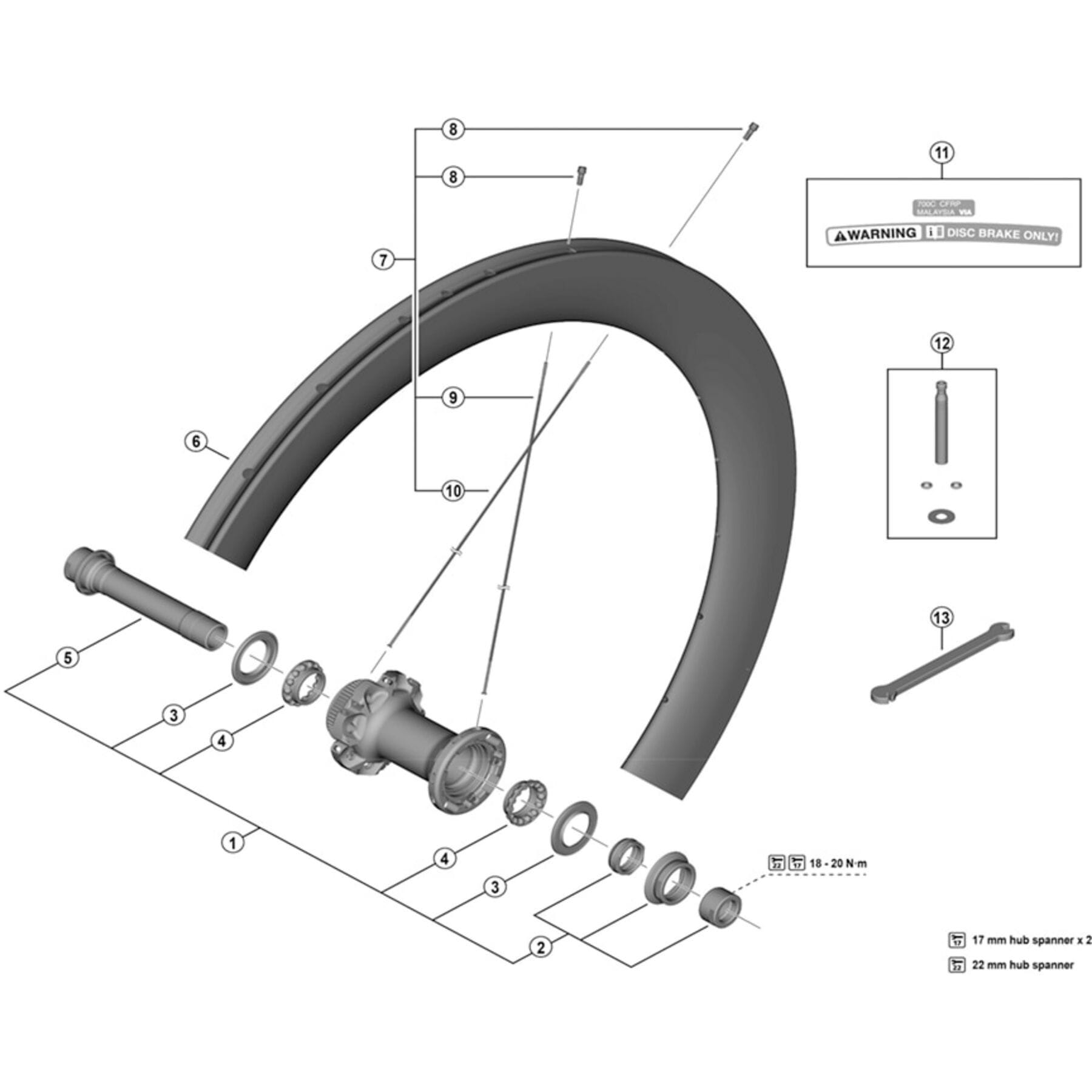 Shimano Spares WH-R9270-C60-HR-TU-F left hand spoke