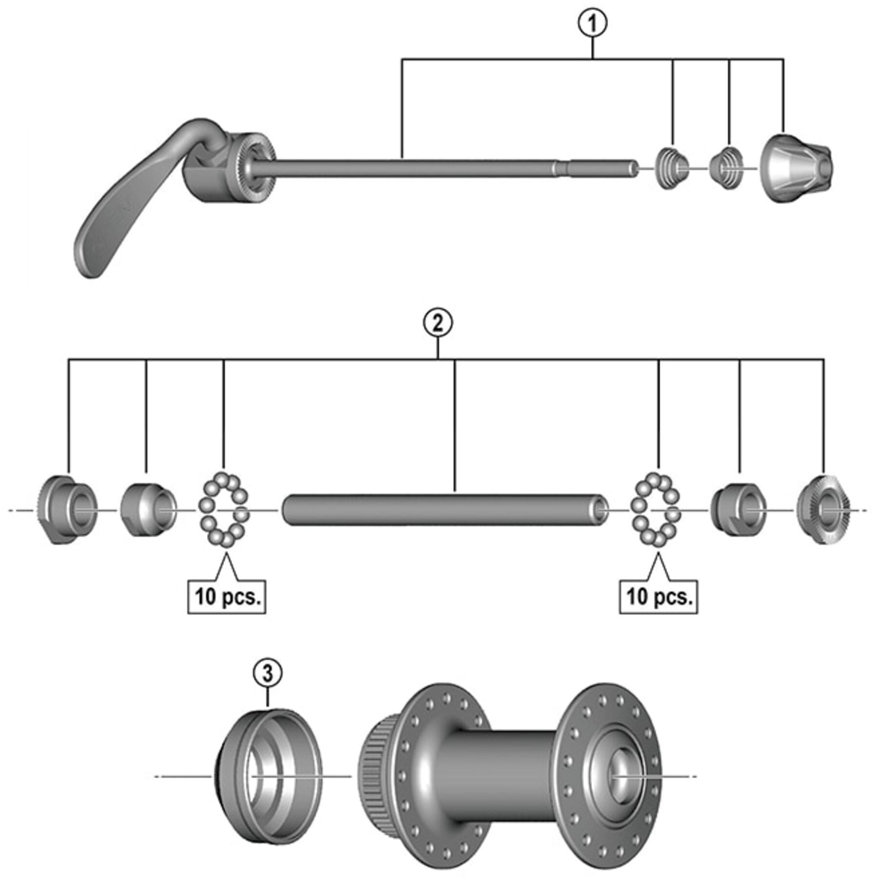 Shimano Spares HB-TX505 complete hub axle