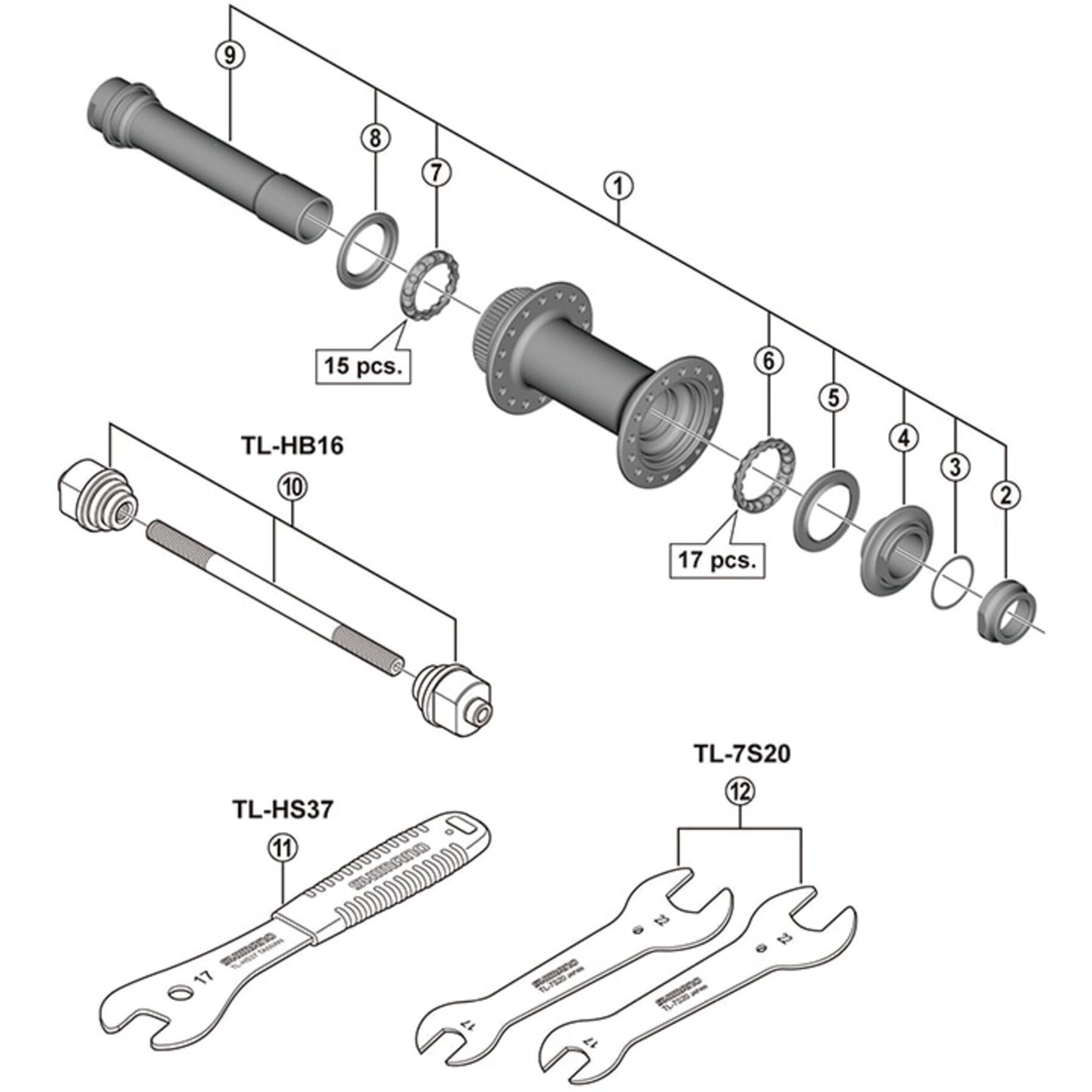 Shimano Spares HB-M8010 hub axle unit