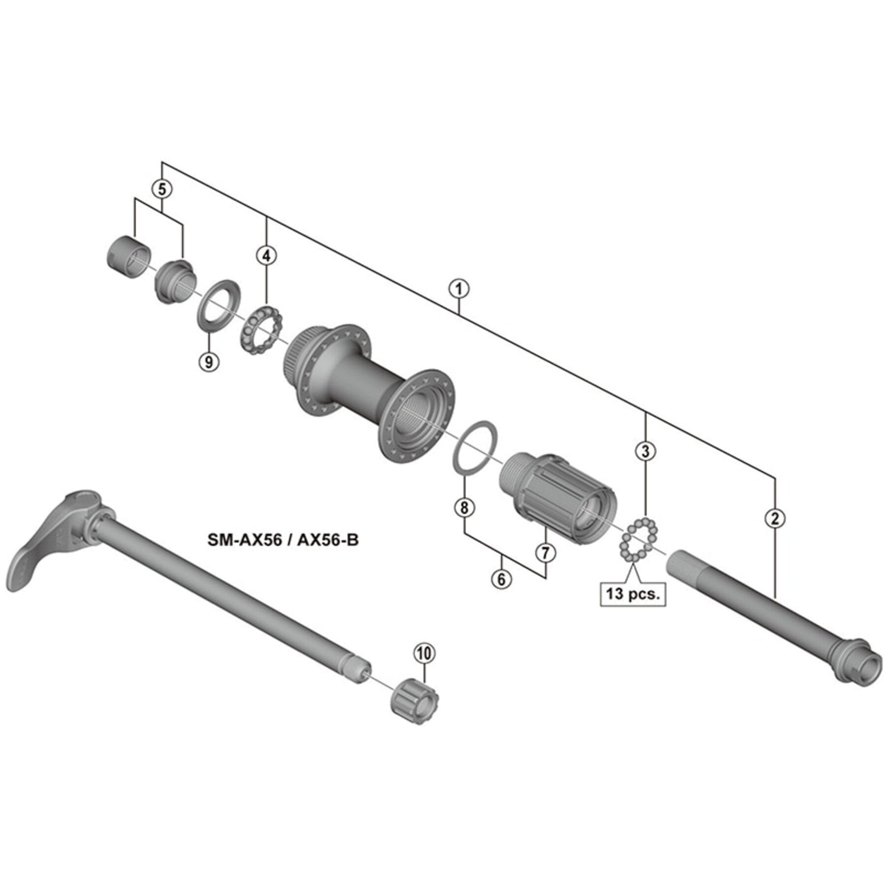 Shimano Spares FH-M618-B hub axle
