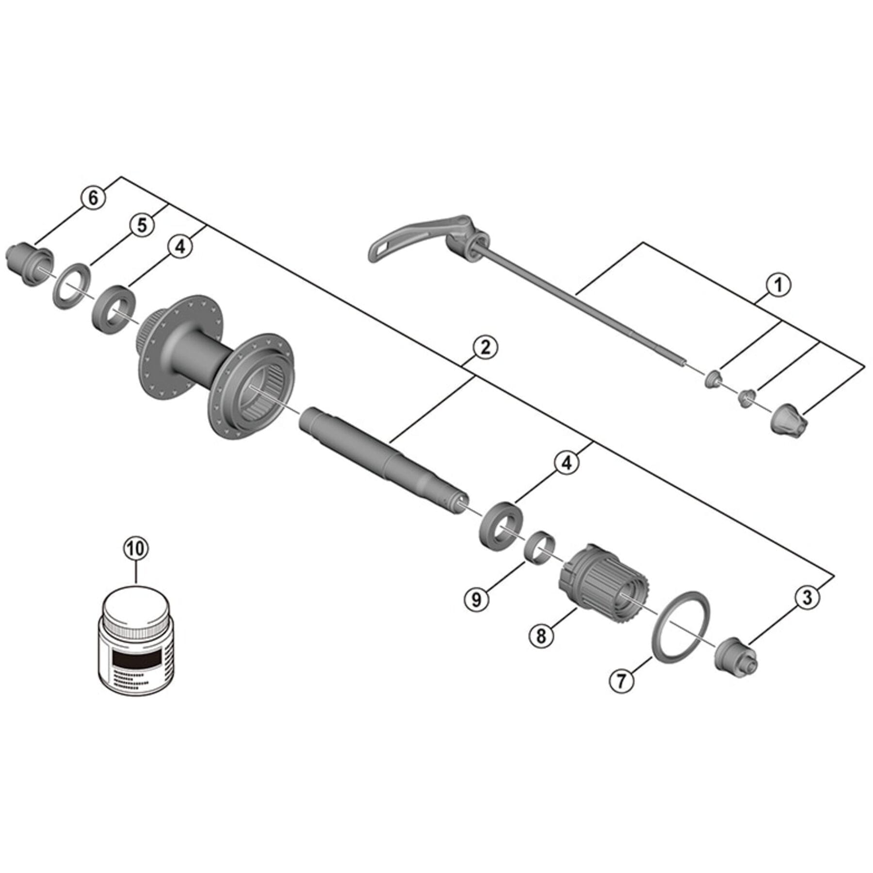 Shimano Spares FH-MT401-B complete hub axle