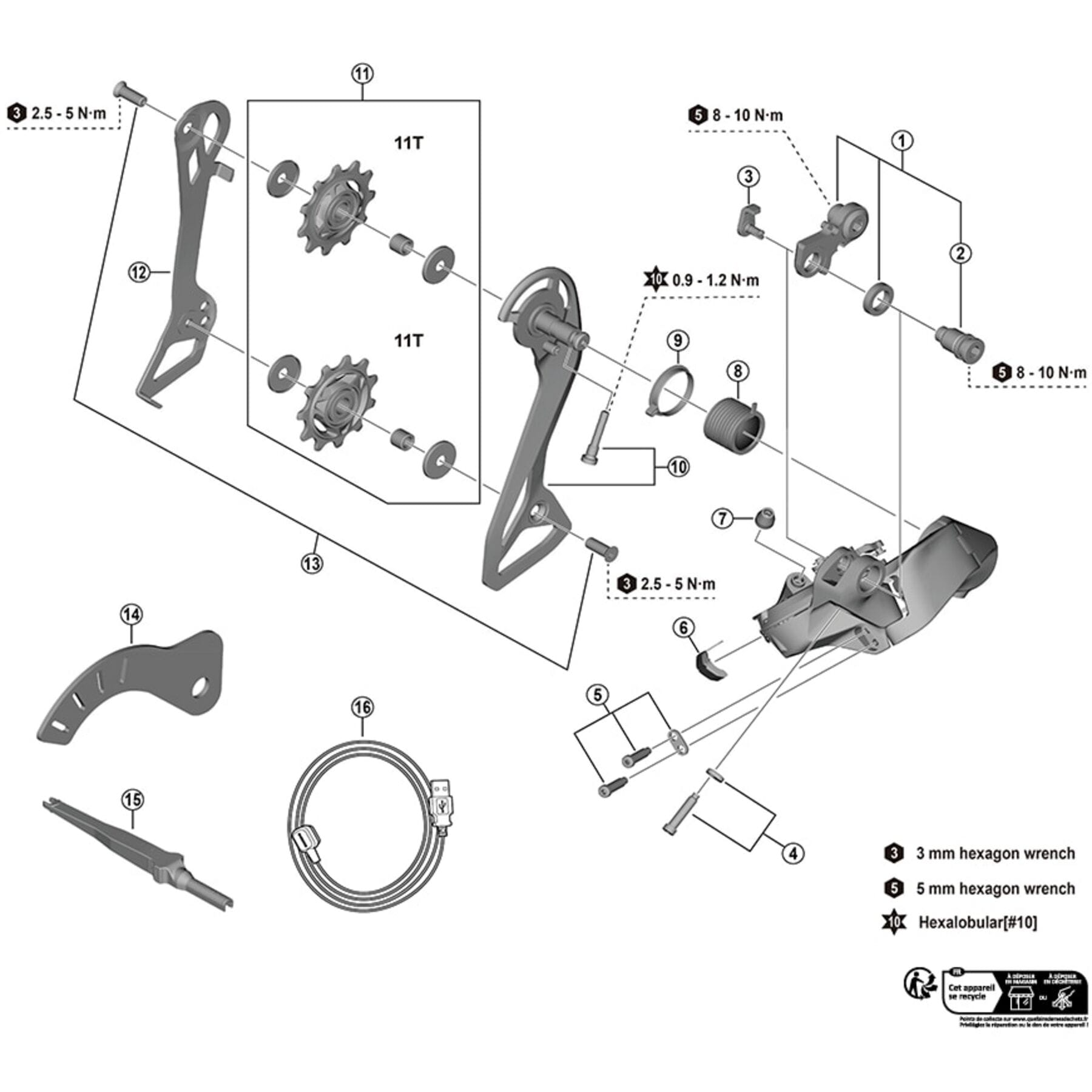 Shimano Spares RD-R7150 bracket axle unit