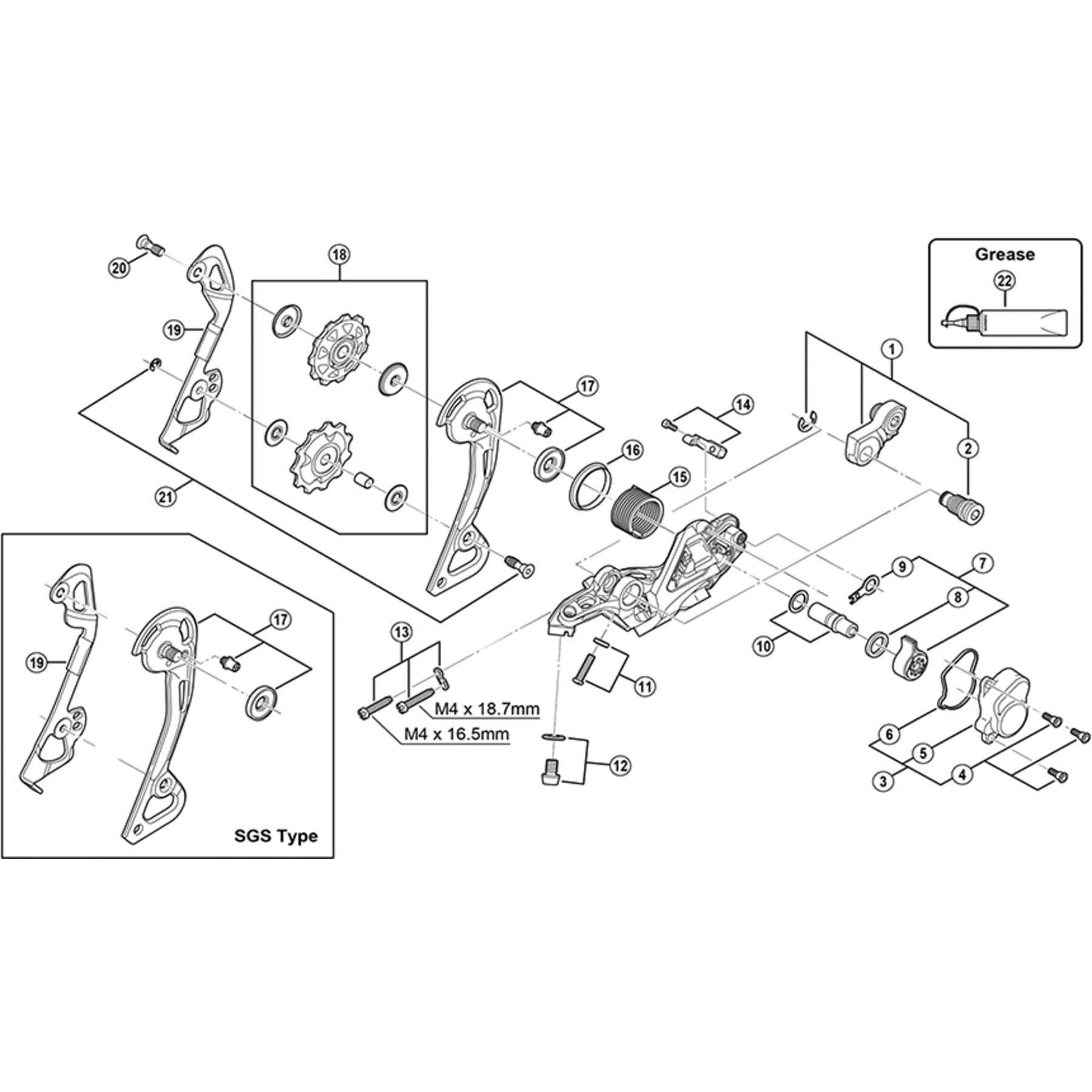 Shimano Spares RD-M981 bracket axle unit for normal type