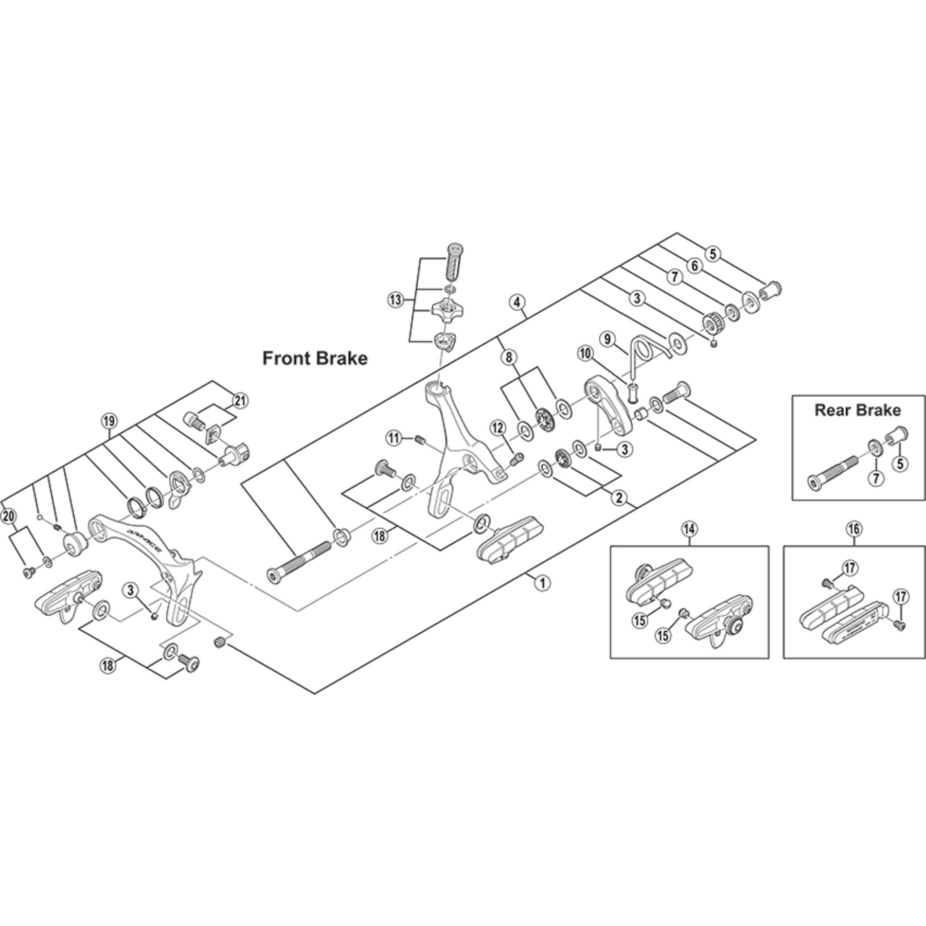 Shimano Spares BR-7700 quick release fixing bolt and washer