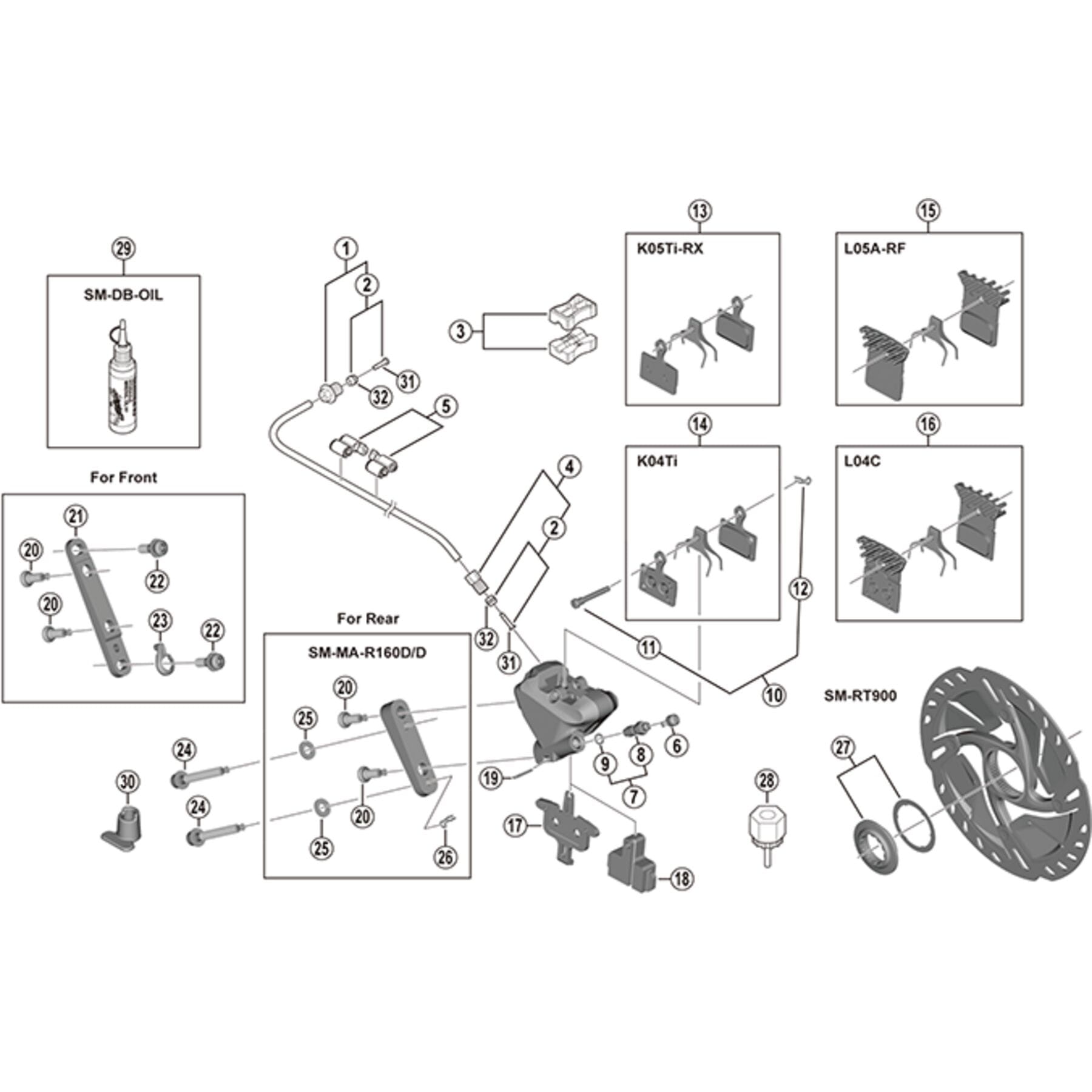 Shimano Spares BR-R9170 calliper fixing bolt C for 25 mm rear mount thickness
