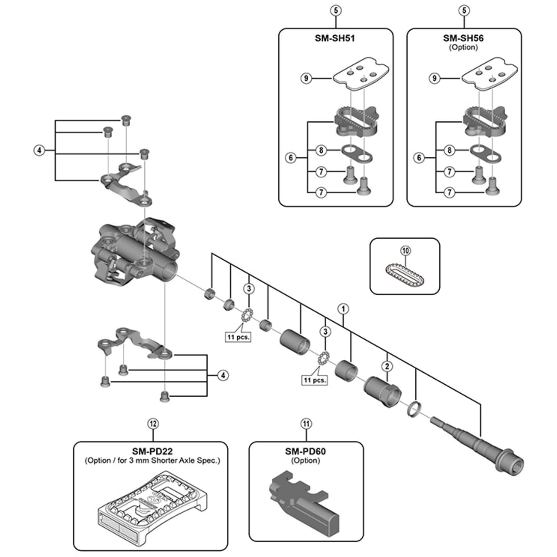 Shimano Spares PD-M9100 pedal axle assembly
