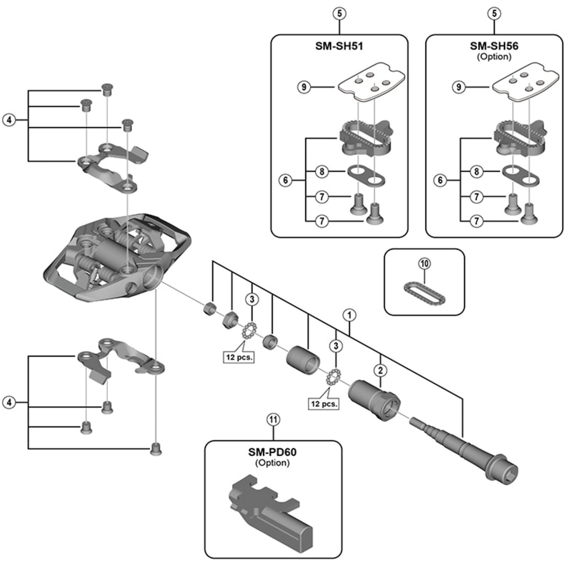 Shimano Spares PD-MX70 pedal axle assembly