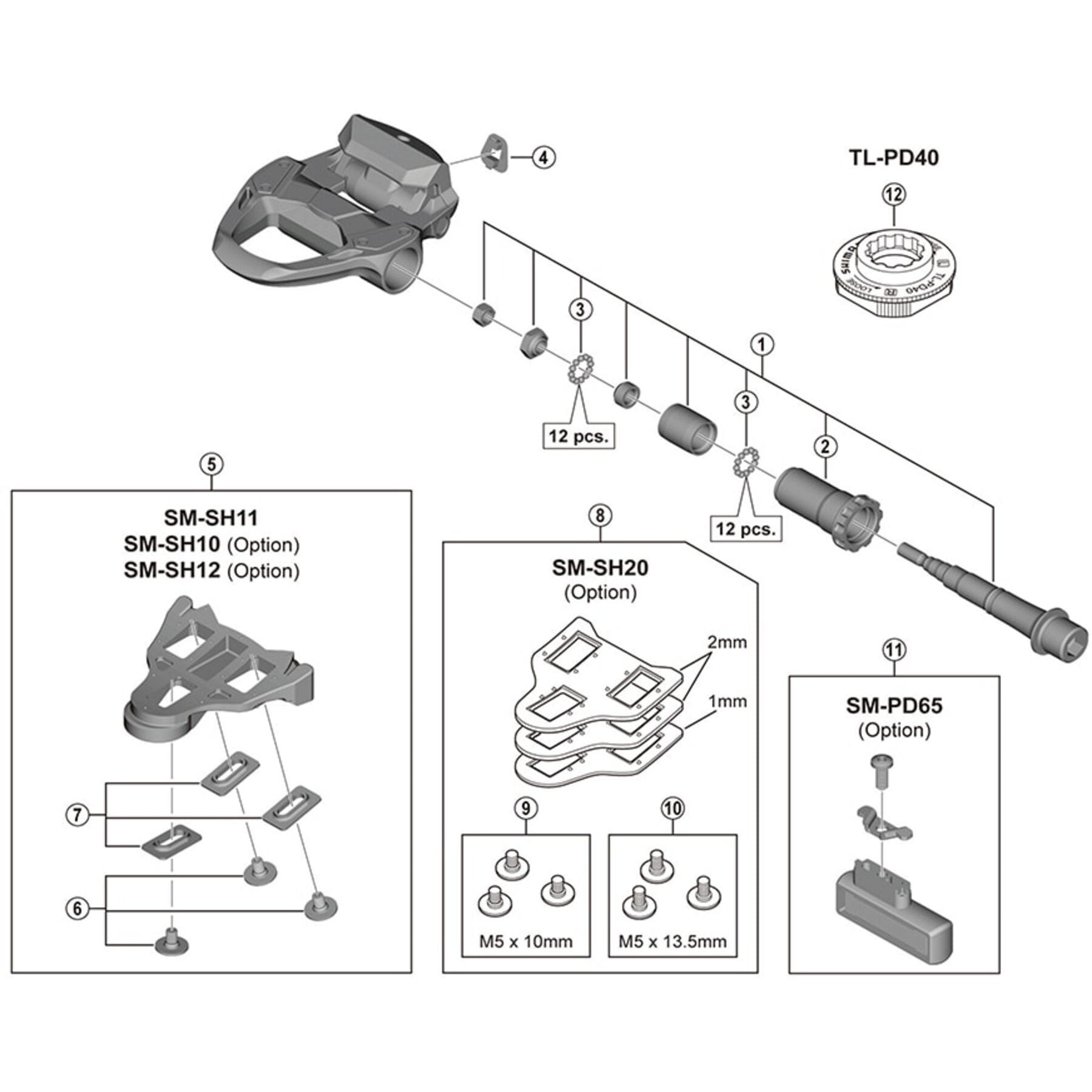 Shimano Spares PD-R7000 pedal axle assembly